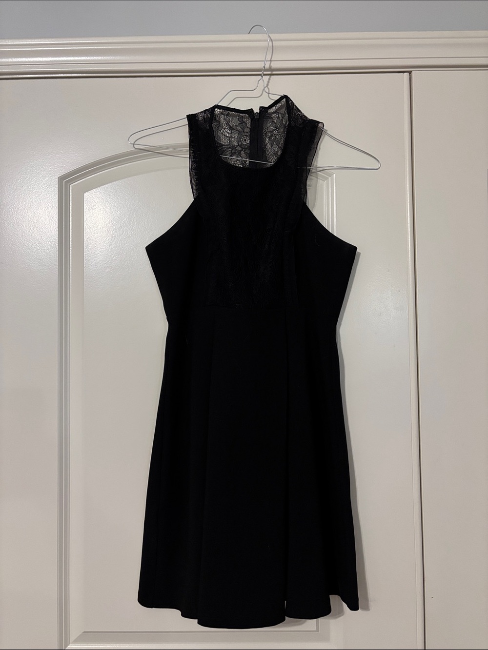 Elegant Lace Yoke Black A-Line Women's Dress NWOT